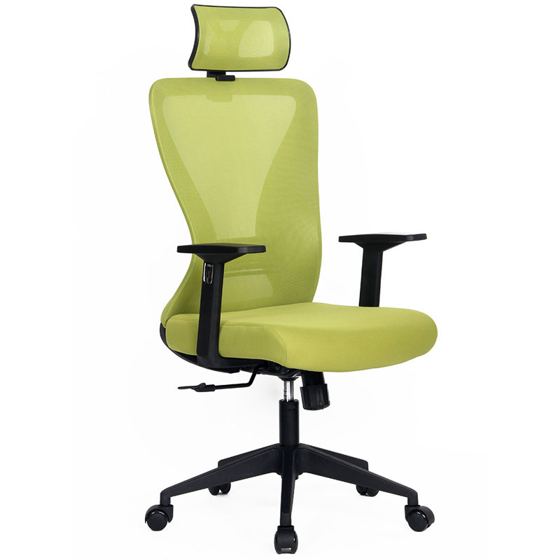 Inbox Zero Mesh Task Chair with Headrest, Black/Green