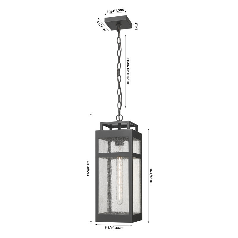 Ridgeway 7" 1-Light Matte Black Coastal Outdoor Pendant With Striped Clear Glass, Clear Striped, Matte Black
