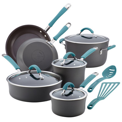 Rachael Ray Cucina Hard-Anodized Aluminum Nonstick Cookware Pots and Pans Set, 12 Piece