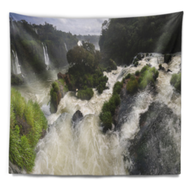 Le iguacu en cascade de paysage tombe au tapisserie brésil, H 68 po x l 80 po