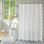 Tissu blanc avec rideau de douche à bordure festonnée noir d'eau, rideau de douche Boho Chic pour douches de salle de bain, 72 po x 72 po