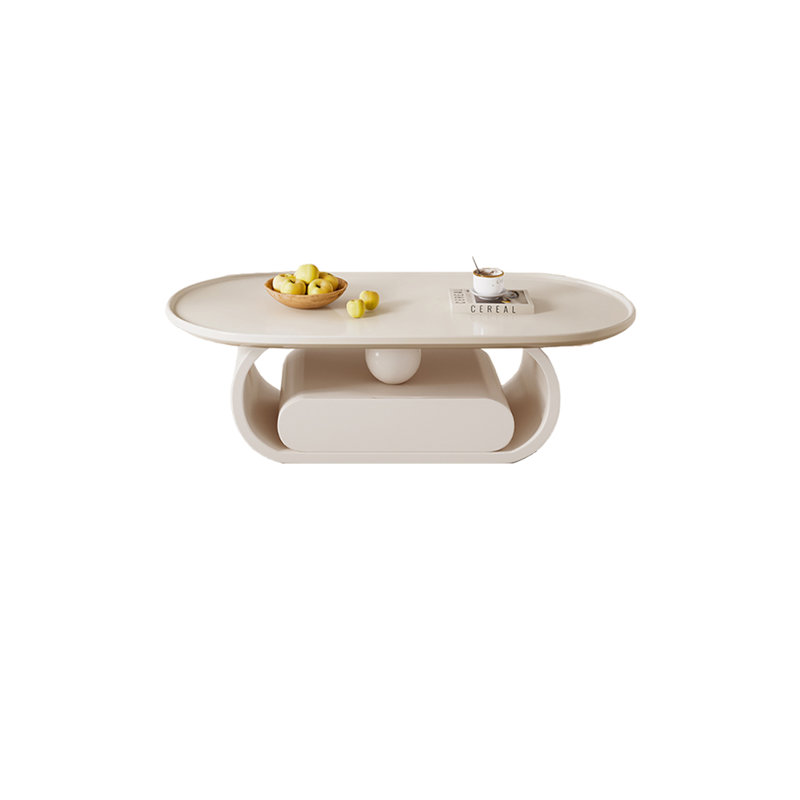 Table basse en bois de style simple, H 15,75 po x l 47,24 po x P 25,6 po, Crème, crème