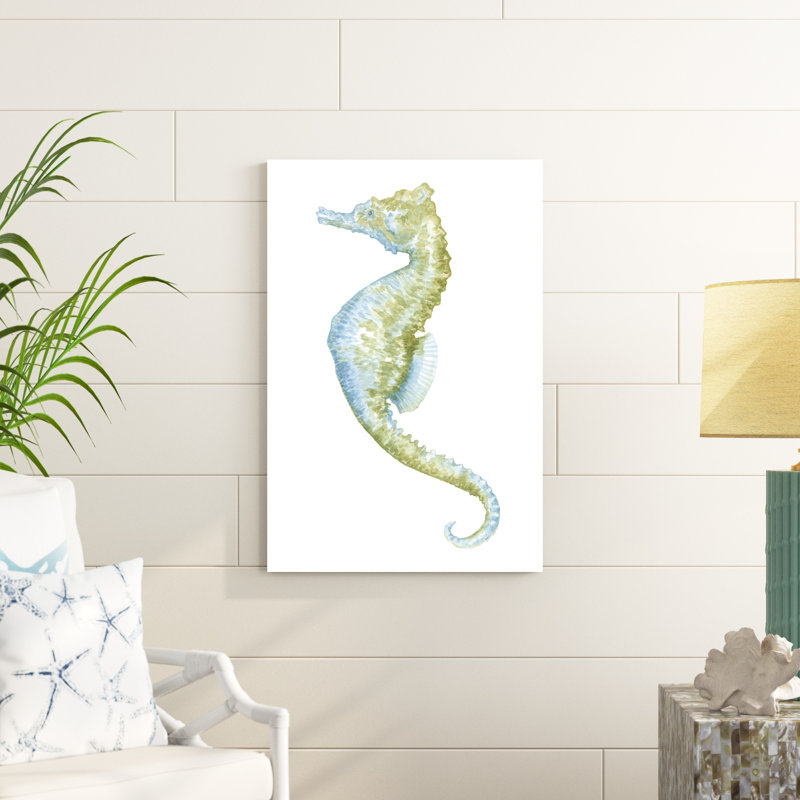 Aquarelle hippocampe II, H 36 po x l 24 po x P 1,25 po
