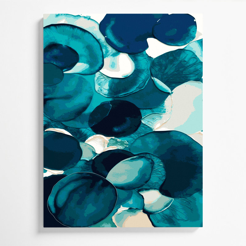 Abstrait aquarelle sur toile bleue 76