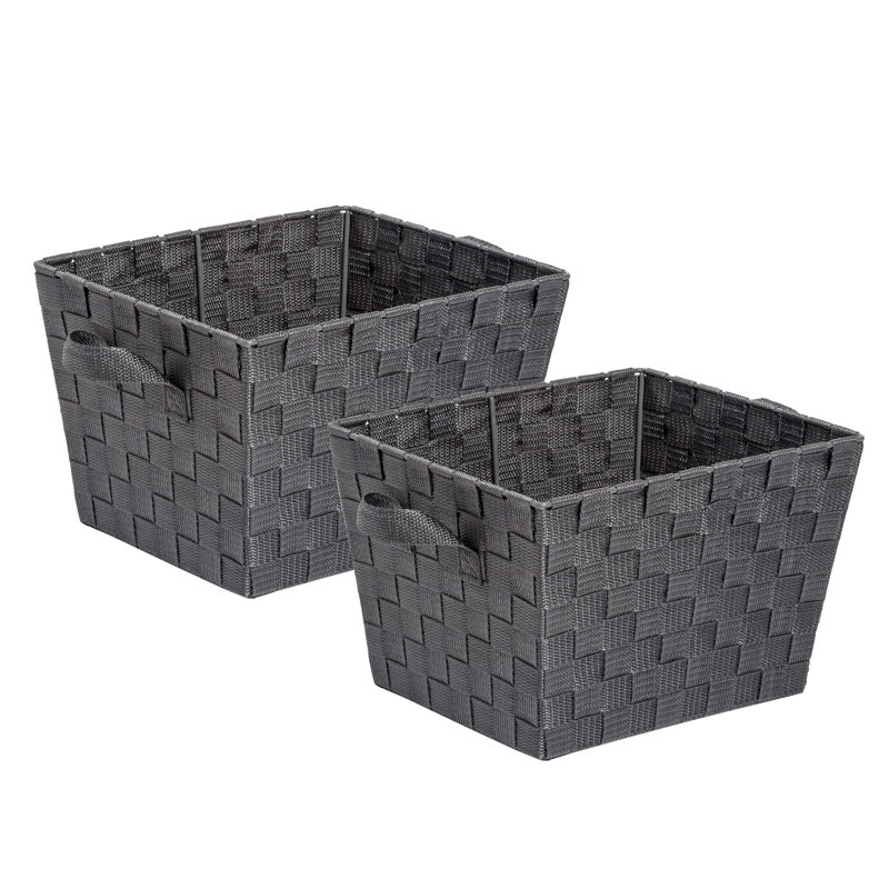 Ensemble de paniers en plastique tissé, Gris