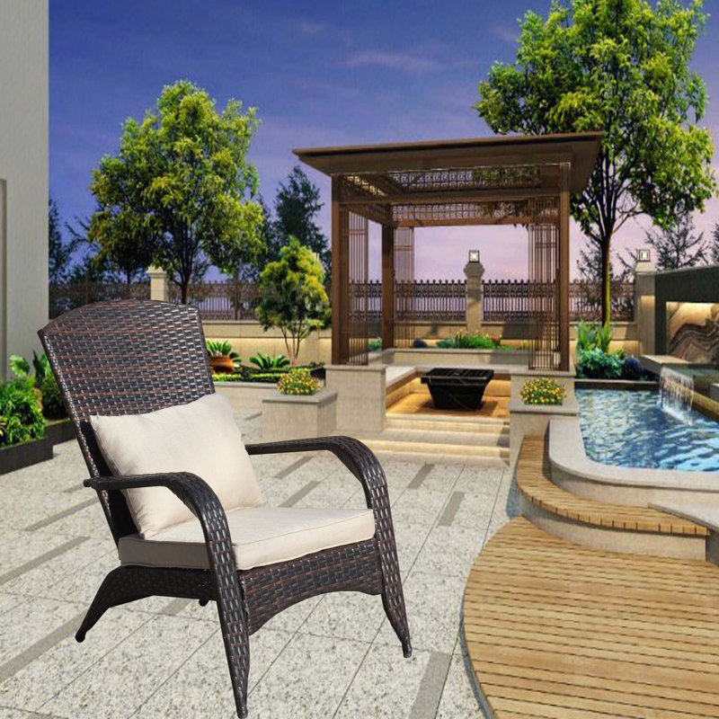 Chaise de patio avec coussins (coussin), Coussin beige / structure brune