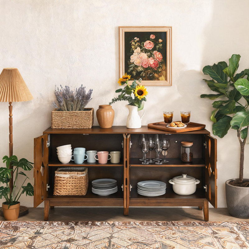 Buffet 60,5 po Mid-Century Modern, Noyer