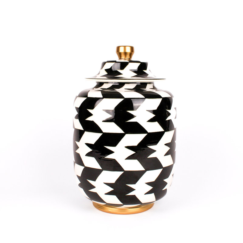 Crow's Feed Handcrafted Jar, Black/White/Gold