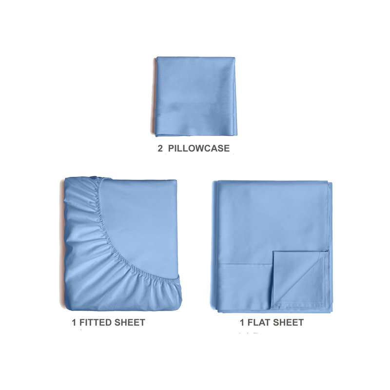  Ensemble de draps en rayonne de bambou 4 pièces Premium Luxury, Ensemble de draps pour taille de lit simple TG ave, Ciel