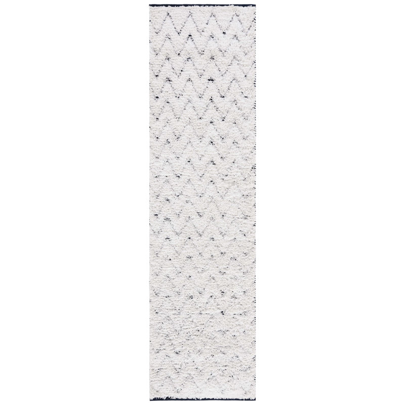 Tapis ivoire / bleu marine Deuk 326, Tapis de couloir 2 pi 3 po x 8 pi