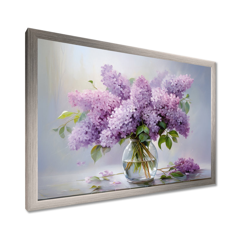 Lilacs Romantic Impression III On Canvas Print, 12" H x 20" W x 1" D, Single Picture Framed, Silver