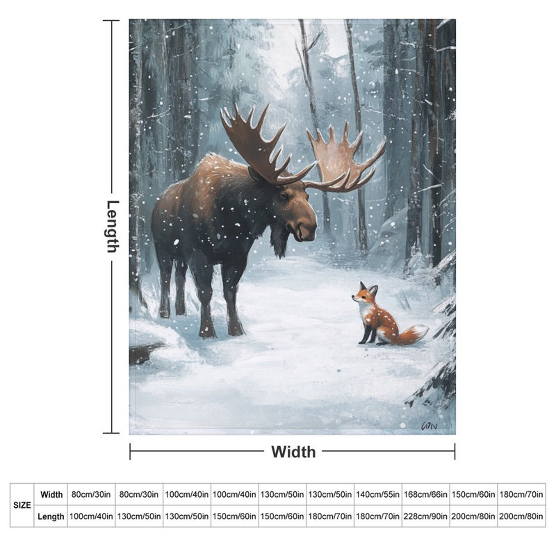Jeté en flanelle Moose Fox Snowy Woods Encounter Luxury, 50x60in