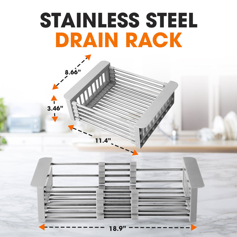 Stainless Steel Adjustable Over Sink Dish Drying Rack