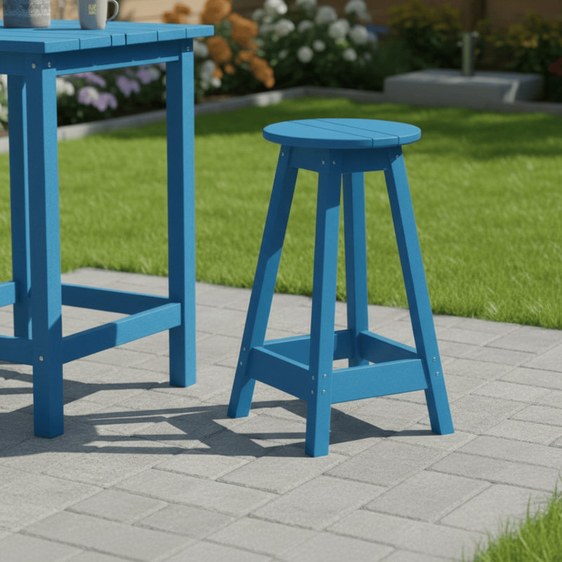  Tabouret de comptoir rond en poly composite, bois de cerisier, Bois de cerisier