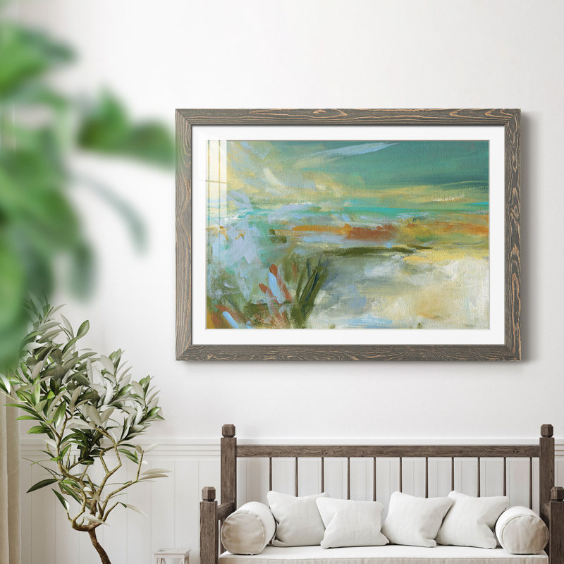 Plage de sable - peinture encadrée, H 37,5 po x l 27,5 po x P 1,5 po, Gris, Blanc