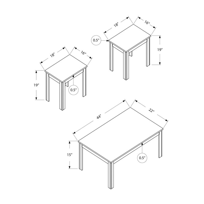 Transitional Table Set, 3pcs Set