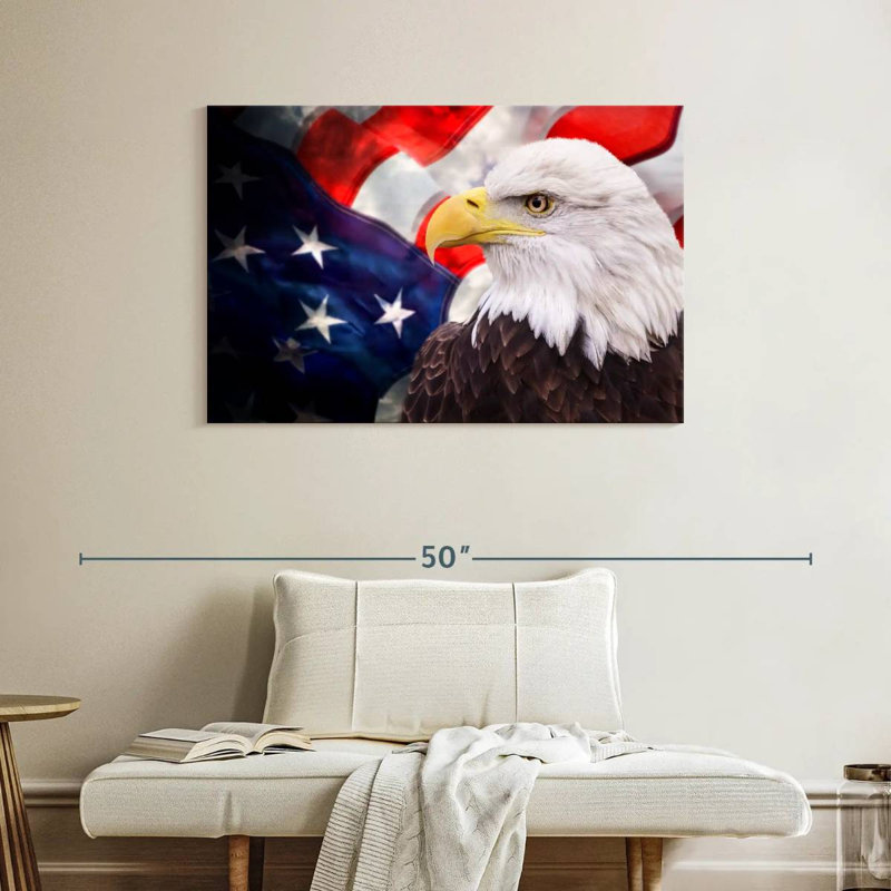 Drapeau des États-Unis et aigle américain, H 26 po x l 39 po
