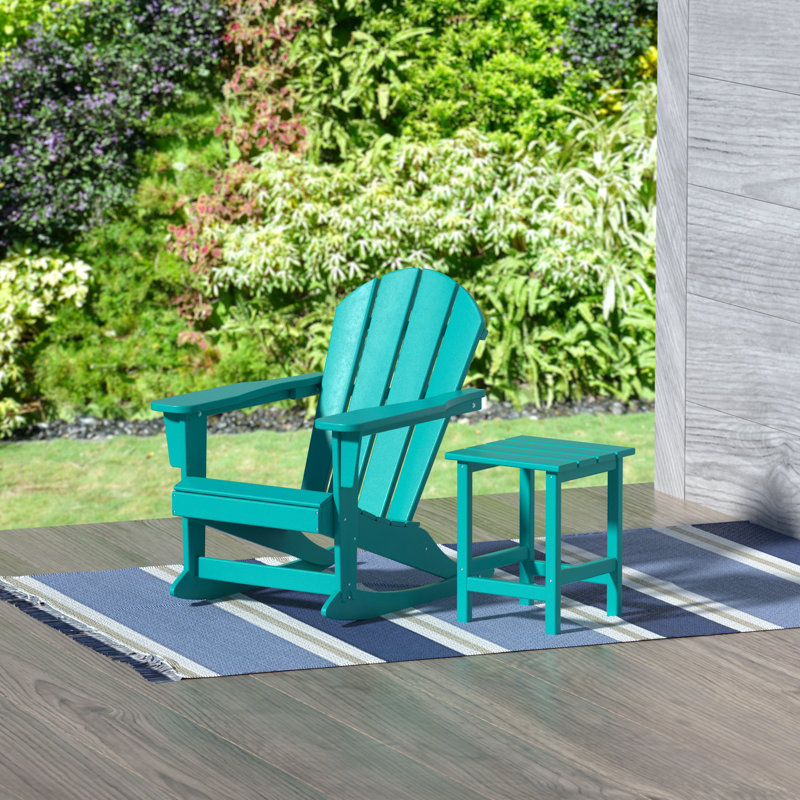 Laguna Outdoor Adirondack Chair With Table, Turquoise