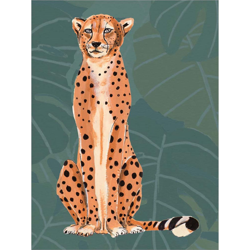«Cheetah Retro On Leaf» par Patricia Pinto, art mural encadré