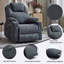 Fauteuil inclinable en polyester avec fonction Power Lift, mécanisme de mouvement robuste avec vibration à 8 points avec fonction de massage et soutien lombaire avec fonction de chauffage, avec port USB et ports de type C, acier inoxydable avec porte-gobelets-2002313761