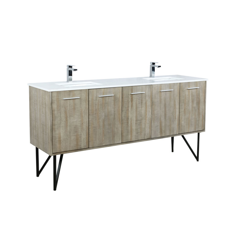 Lancy 72 in W x 20 in D Double Bath Vanity and Faucet Set, White Cultured Marble