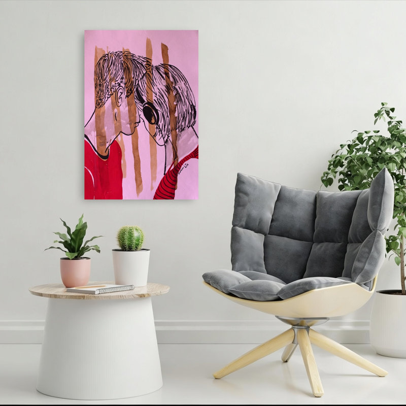 Intimate Music Connection Modern Romantic Wall Art Print 1 Piece Wrapped Canvas Wall Art, 91.44cm H x 60.96cm W