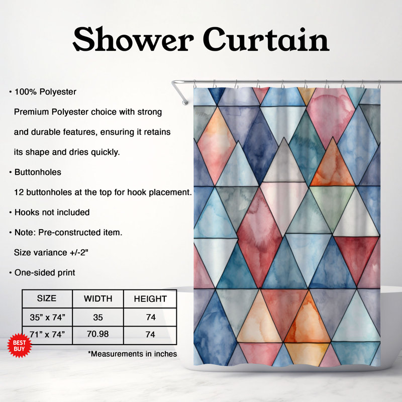Rideau de douche Gentle Geometric Art - Premium, H 74 po x l 71 po