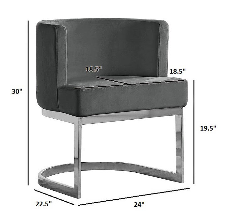Chaise d'appoint en velours Dmitri, Gris foncé, Argent