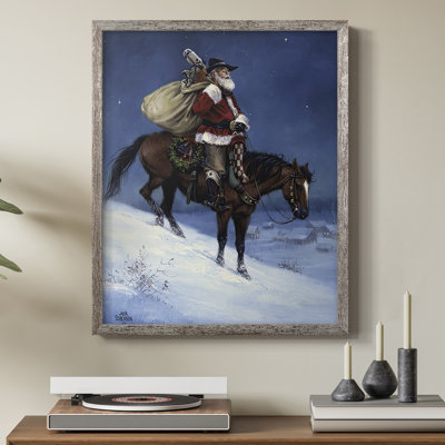 A Cowboy Christmas Framed Print - Solid Wood