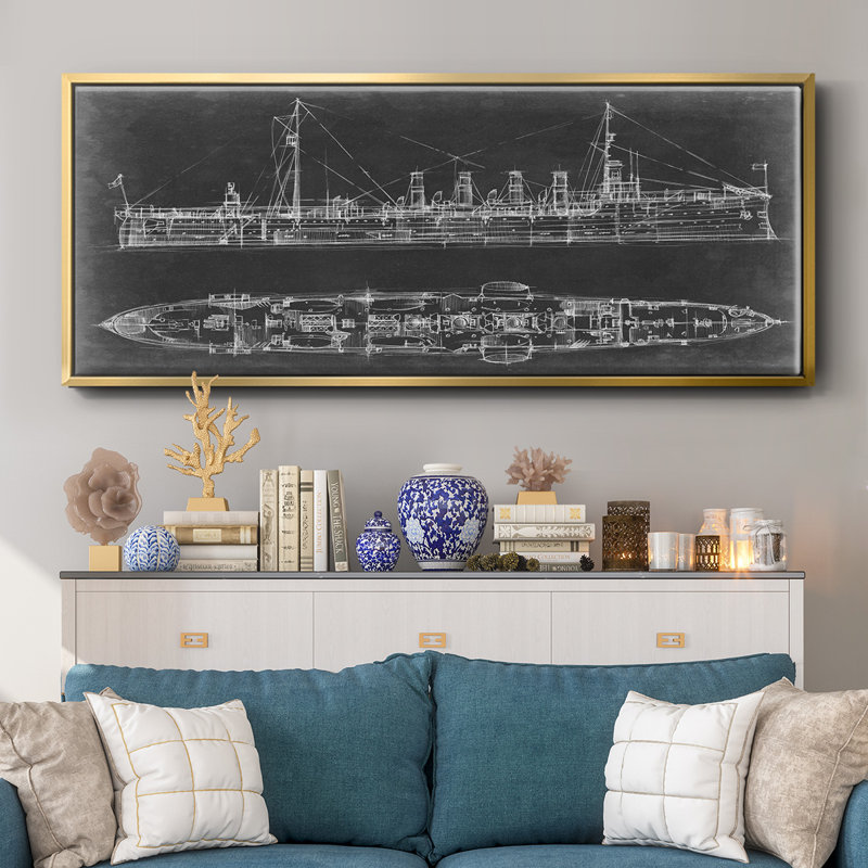Bleu marine croiseur - plan, toile encadrée