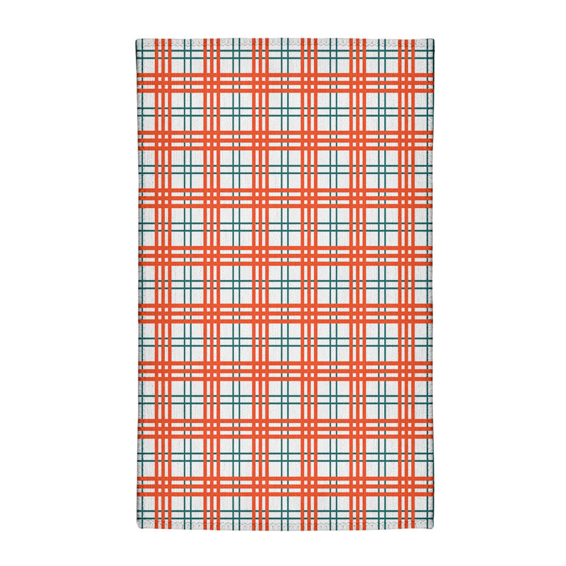 Tapis orange / blanc à carreaux, Rectangle 3 pi x 5 pi