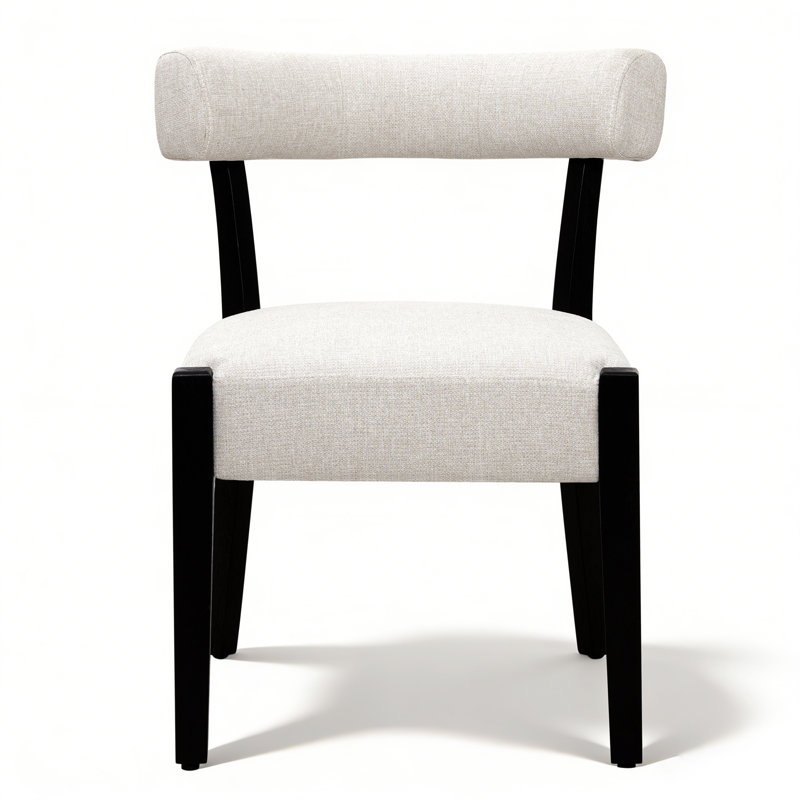 Chaises de salle à manger rembourrées Cindina, 4 pièces, Lin crème / noir