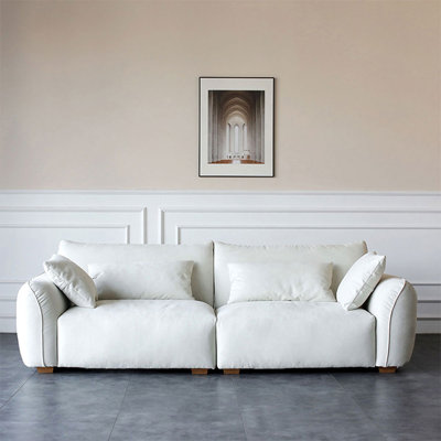 Canapé modulaire en polyester blanc avec coussins