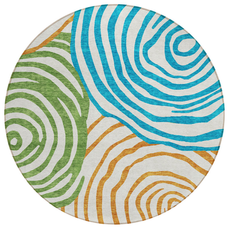 Leis Abstract Indoor / Outdoor Rug, Round 8'