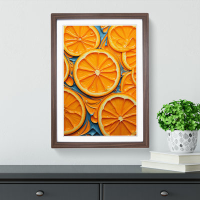 Sliced Orange Tachisme - Single Picture Frame Print on Wood