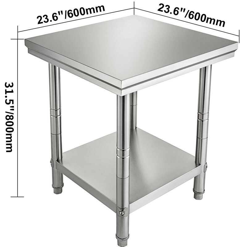 Table de préparation de cuisine commerciale en acier inoxydable 24 "X 24" VEVOR