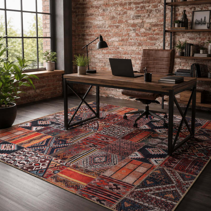 Vintage Look Cotton and Chenille Flatweave Area Rug, 100 x 200 cm