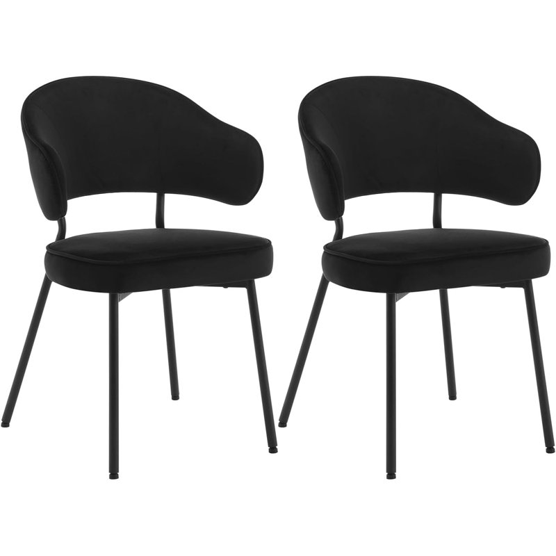 Ludvik 48cm H Velvet Upholstered Upholstered Back Armchair, Black, 2