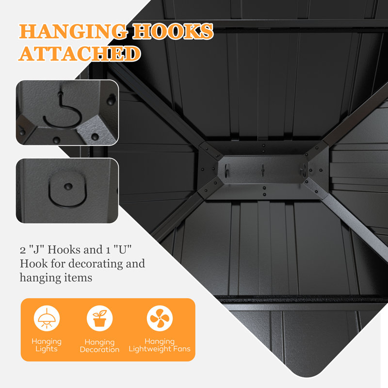 Hardtop Double-Roofed Aluminum Patio Gazebo Multiple Sizes, 14' W x 12' D