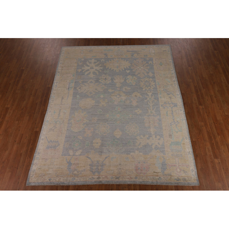 Vegetable Dye Blue Oushak Turkish Area Rug