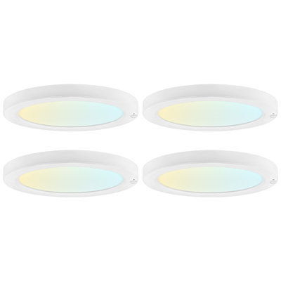  15-Inch LED Flush Mount Ceiling Light with Photocell Sensor, Bi-Level PIR Motion Detection, 5CCT, 2500LM, 30W, CRI90, Wet Rated, ETL 4 Pack