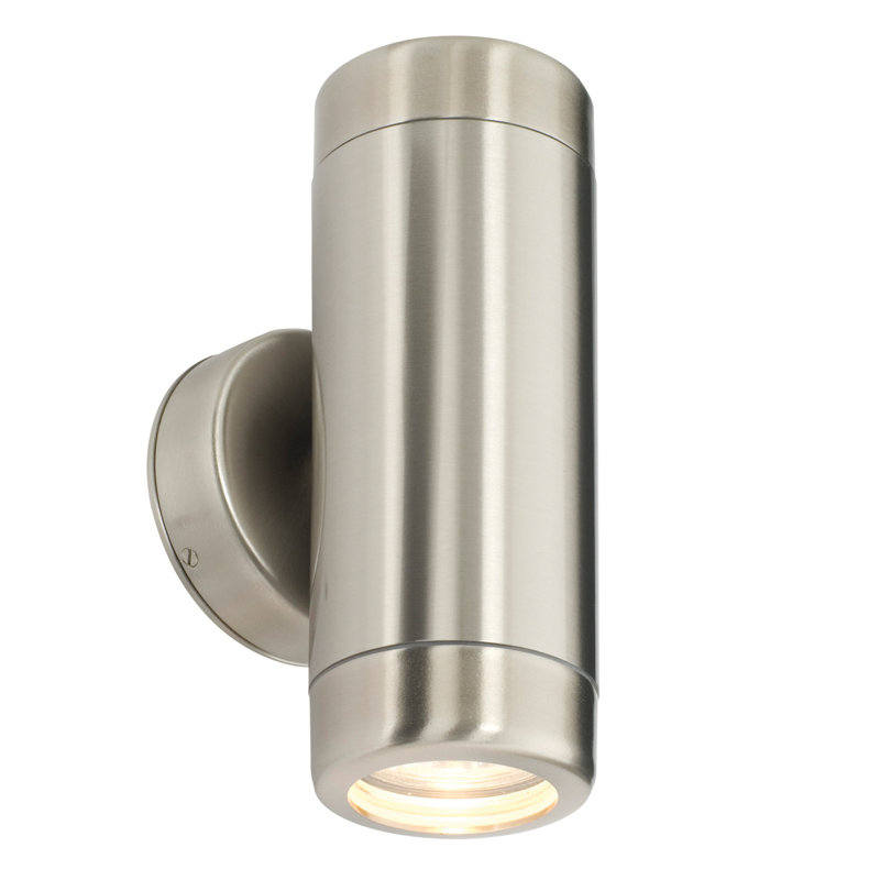 Youenn Brushed Stainless Steel 2 - Bulb Outdoor Armed Sconce