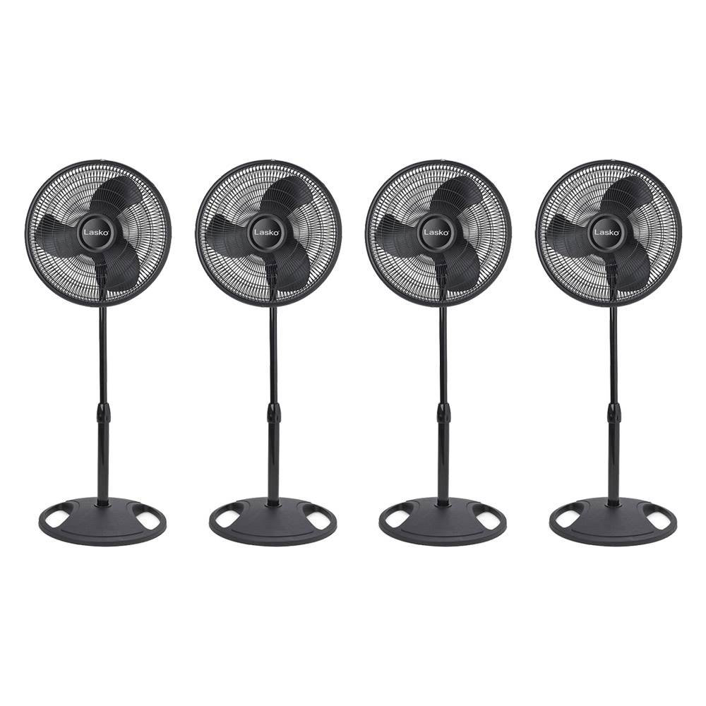 Lasko 16 Inch Oscillating 3 Speed Adjustable Pedestal Stand Fan, Black (4  Pack) | Wayfair