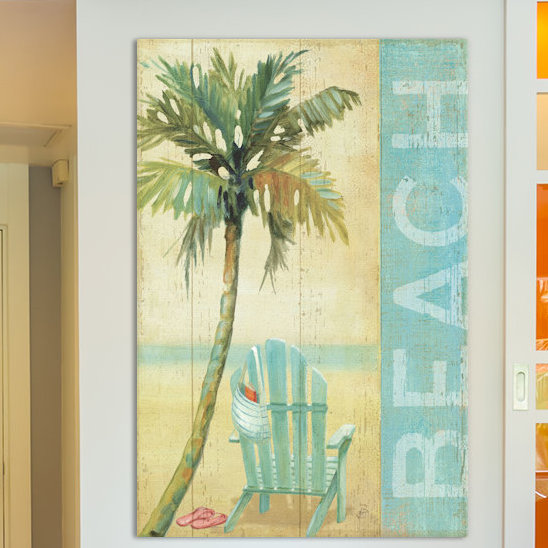 Ocean beach i, reproduction d’art sur toile tendue, H 60 po x l 40po x P 1,5 po