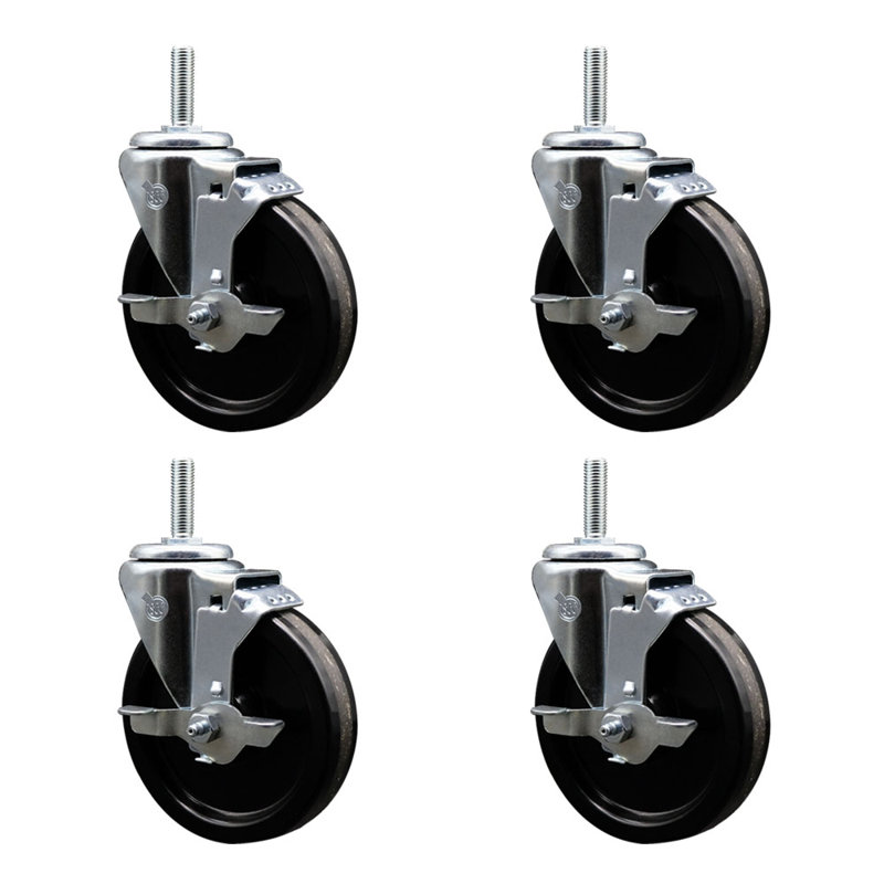 Roue pivotante sur roulettes à tige filetée de 5/8 po avec frein SCC