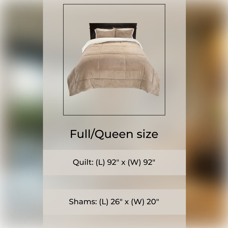  Ensemble de literie Sherpa - Ensemble de couvre-lit en polaire avec taies décoratives - Literie chaude et confortable, Taupe