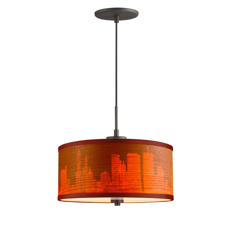 Luminaire tambour à tambour simple 1 lumières Melnik, Marron, Bronze