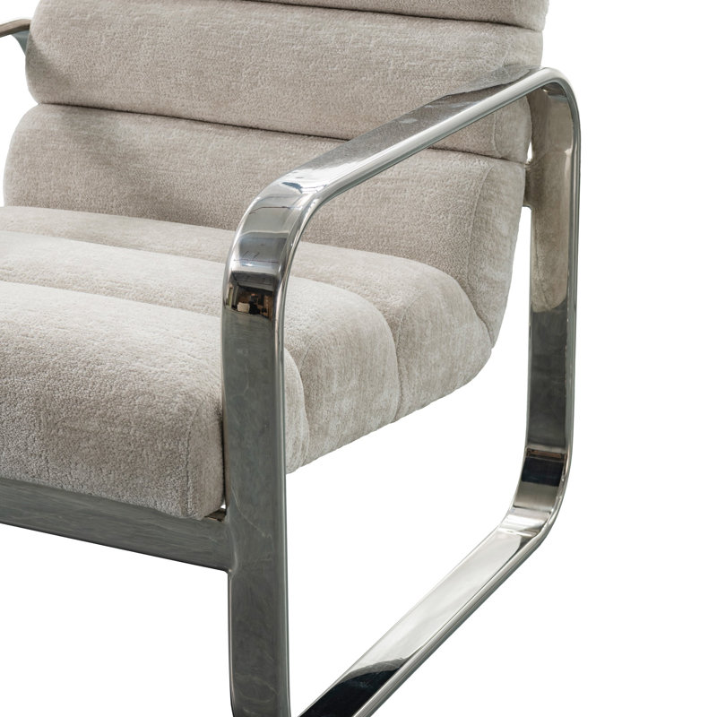  Chaise d'appoint Greyhound en chenille martelée - crème vanille, Crème à la vanille