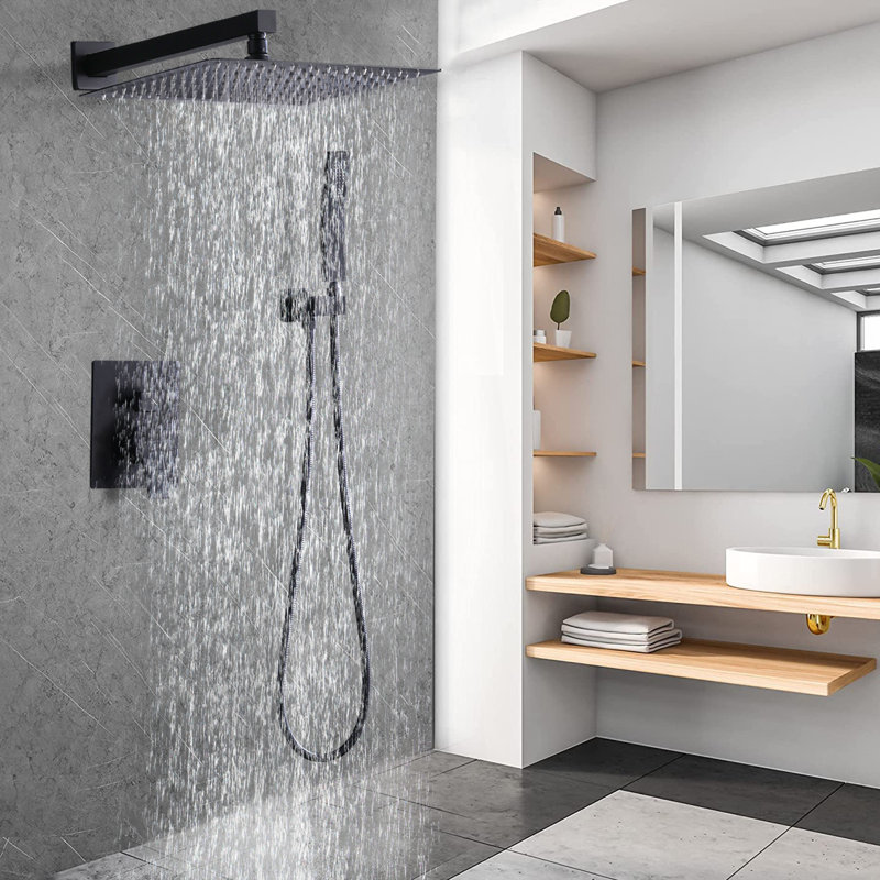 Ensemble de douche à effet pluie Chastin, Noir mat