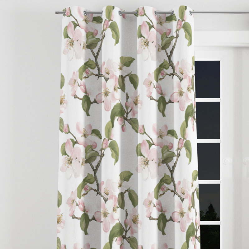 French Country Window curtains - Floral Bagdonas Grommet Curtain - 1 Panel, 52" W x 63" L, Silver Grommets